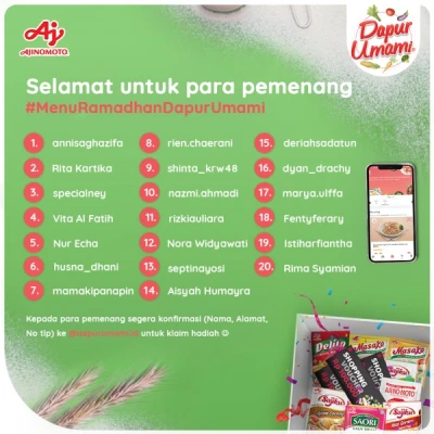 Selamat Untuk Para Pemenang #MenuRamadhanDapurUmami